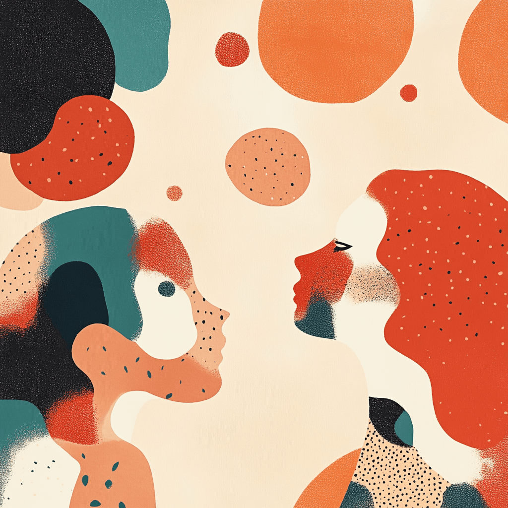 illustration of two persons talking to each other